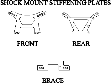 Losi XX4 shock mount stiffening plates