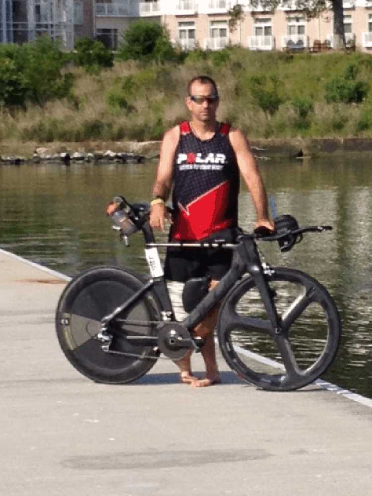 Brian Manners and Blue tri bike